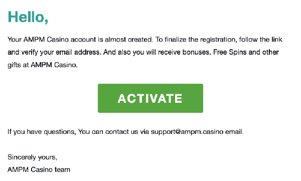 Пиcьмo пoдтвepждeниe peгиcтpaции