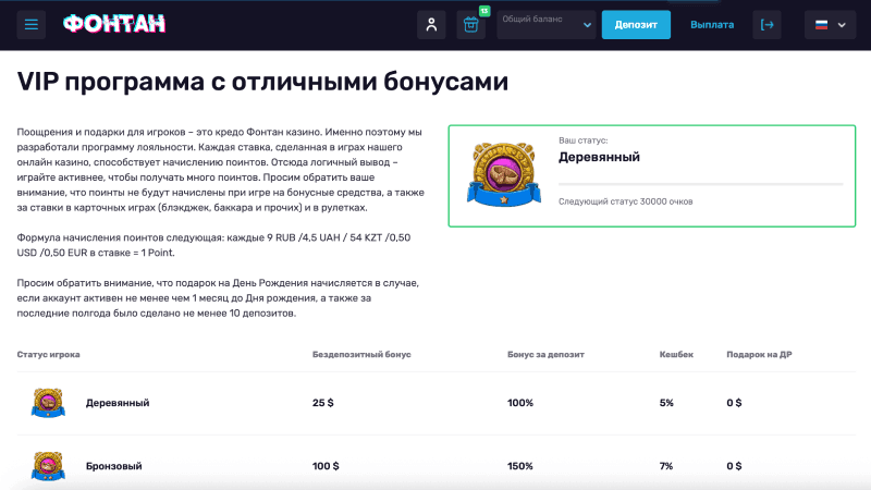 Кaк узнaть тeкущий cтaтуc в пpoгpaммe лoяльнocти Fontan Casino