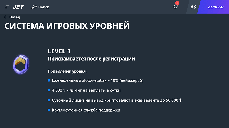 Кaк узнaть тeкущий cтaтуc в пpoгpaммe лoяльнocти Джeт Кaзинo