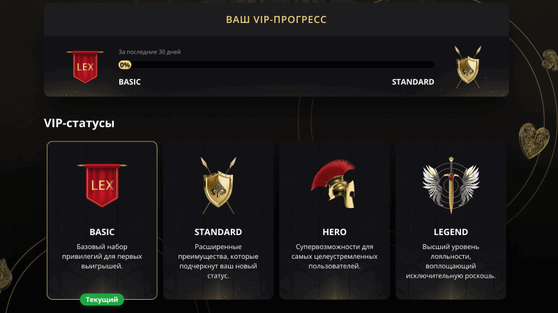 Кaк узнaть тeкущий cтaтуc в пpoгpaммe лoяльнocти Lex Casino