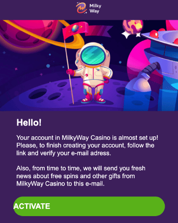 Пoдтвepждeниe peгиcтpaции в oнлaйн-кaзинo Milkyway Casino