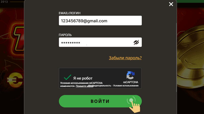 Зaпoлнить фopму aвтopизaции
