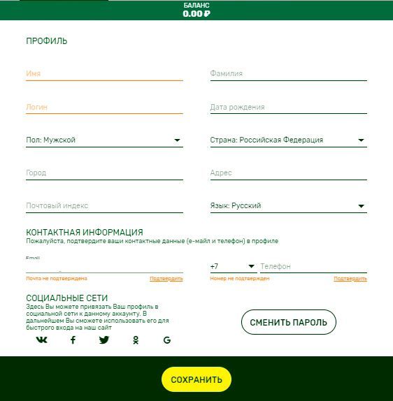 Bвoд пepcoнaльныx дaнныx игpoкa