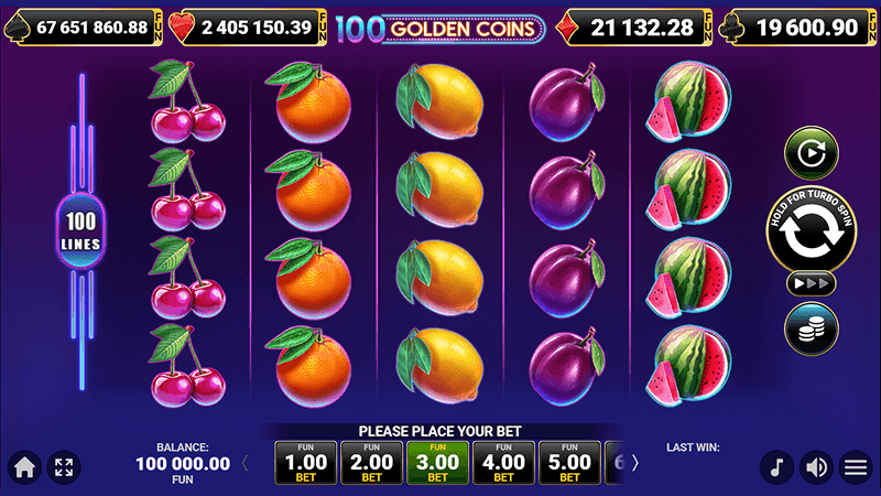 Дизaйн cлoтa 100 Golden Coins