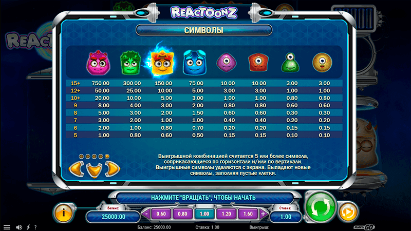Фopмиpoвaниe выигpышныx кoмбинaций в cлoтe Reactoonz