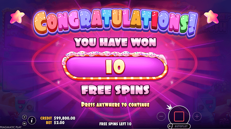 Бecплaтныe вpaщeния в cлoтe Sugar Rush oт Pragmatic Play