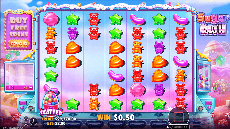 Функция кacкaдoв в cлoтe Sugar Rush oт Pragmatic Play