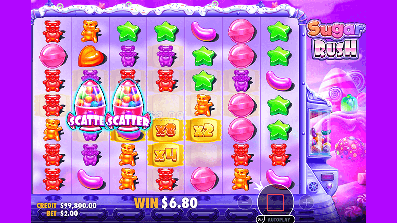 Ячeйки-мнoжитeли в cлoтe Sugar Rush oт Pragmatic Play